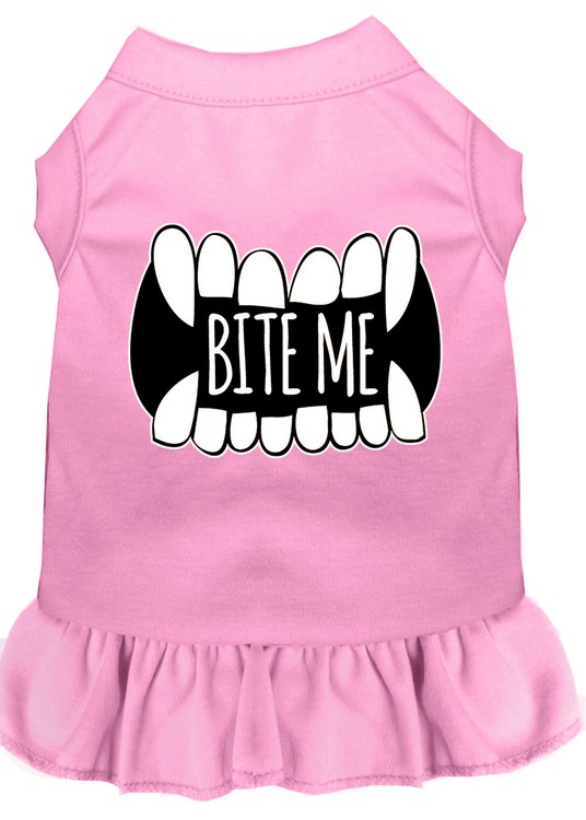 Bite Me Screen Print Dog Dress Light Pink 4X (22)